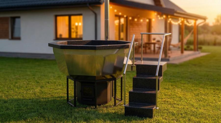 Банный чан «ПРЕМИУМ» с отделкой из натурального камня и стали ST-3