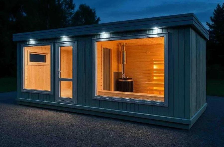 Модульная баня из бруса 6х2.4 м с панорамным остеклением: Ваш персональный SPA-салон